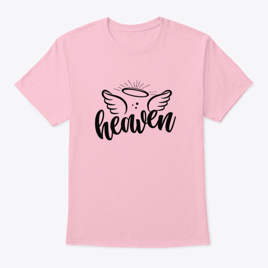 A stylish cotton shirt featuring the phrase 'Heaven' in modern brush calligraphy, showcasing a beautiful hand-drawn design.