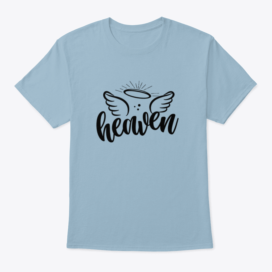 A stylish cotton shirt featuring the phrase 'Heaven' in modern brush calligraphy, showcasing a beautiful hand-drawn design.