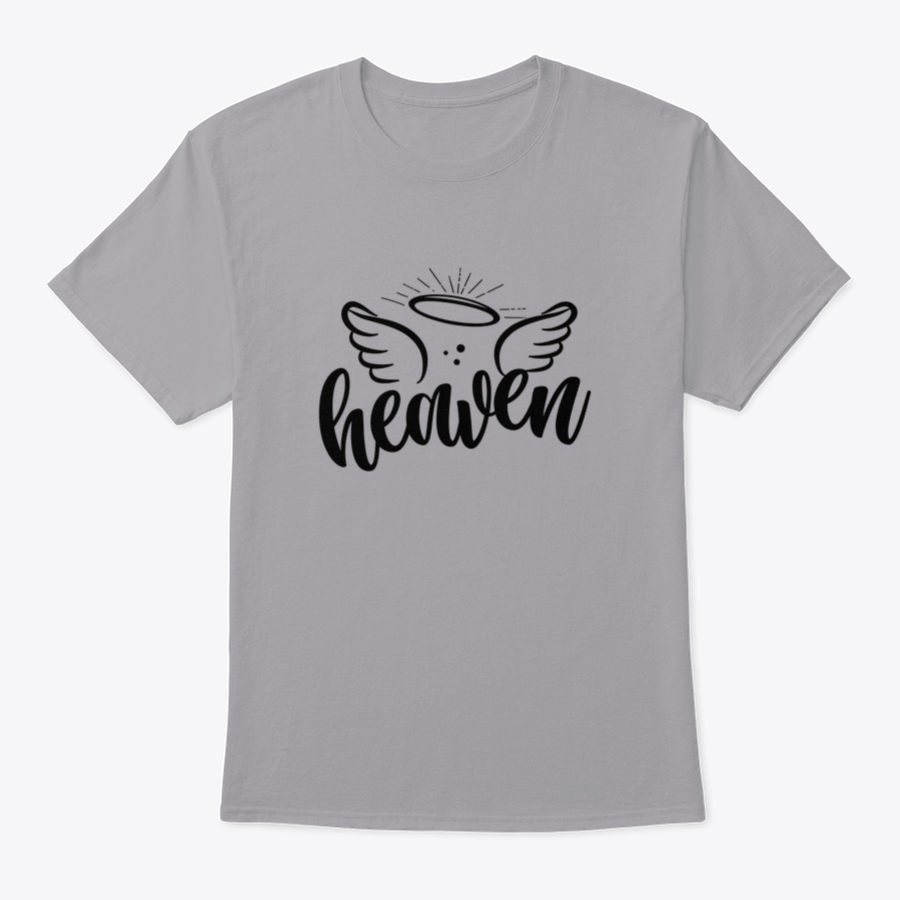 A stylish cotton shirt featuring the phrase 'Heaven' in modern brush calligraphy, showcasing a beautiful hand-drawn design.
