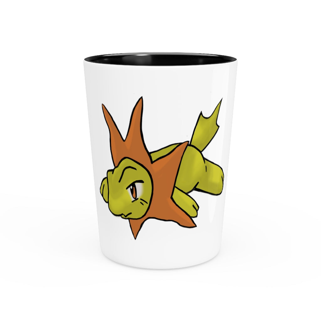 Personalized Hedghum Shot Glass with white ceramic and customizable interior options.