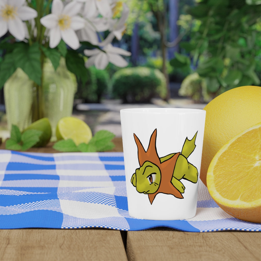 Personalized Hedghum Shot Glass with white ceramic and customizable interior options.