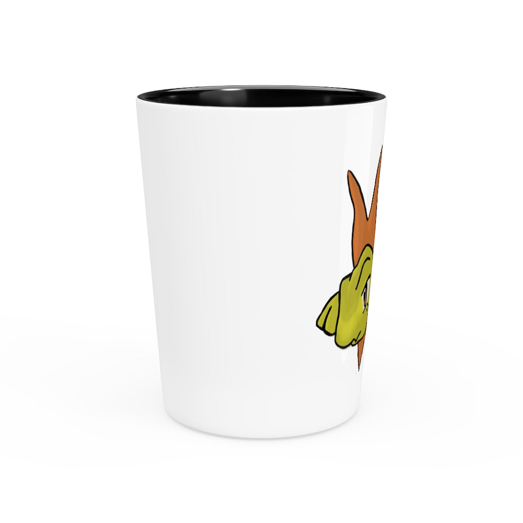 Personalized Hedghum Shot Glass with white ceramic and customizable interior options.