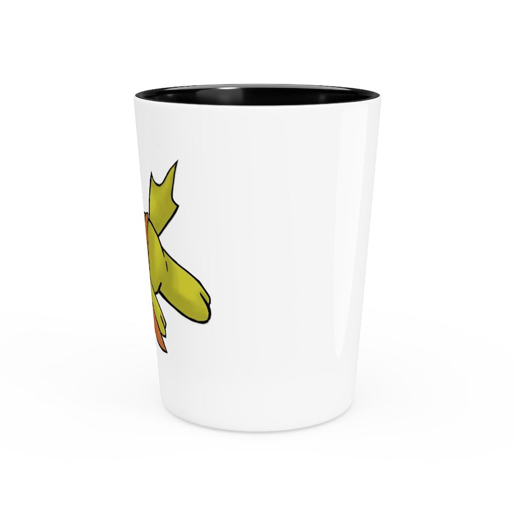 Personalized Hedghum Shot Glass with white ceramic and customizable interior options.