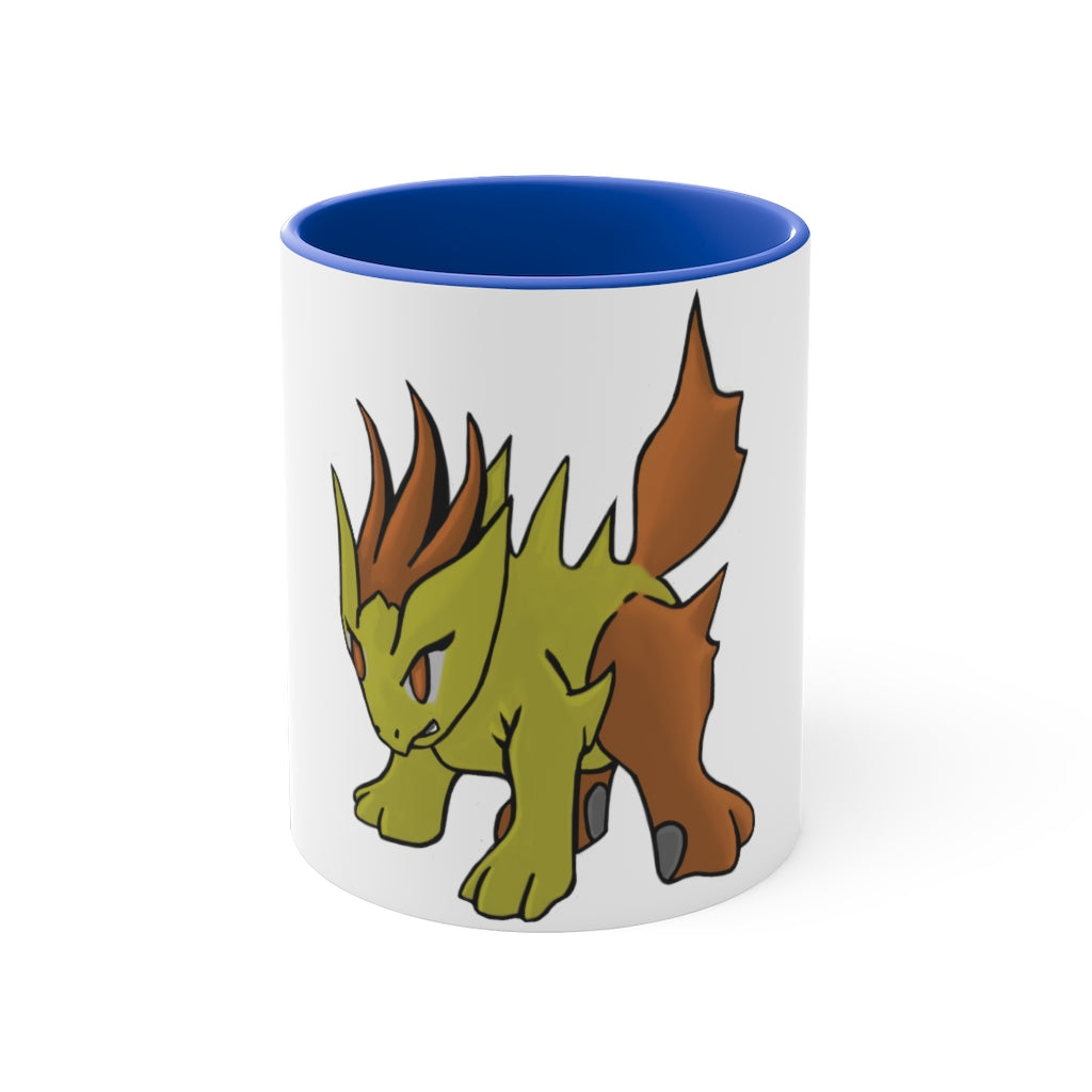 Hedgpoint 11oz Accent Mug featuring a white ceramic body with a colored interior and handle, showcasing vibrant color schemes.