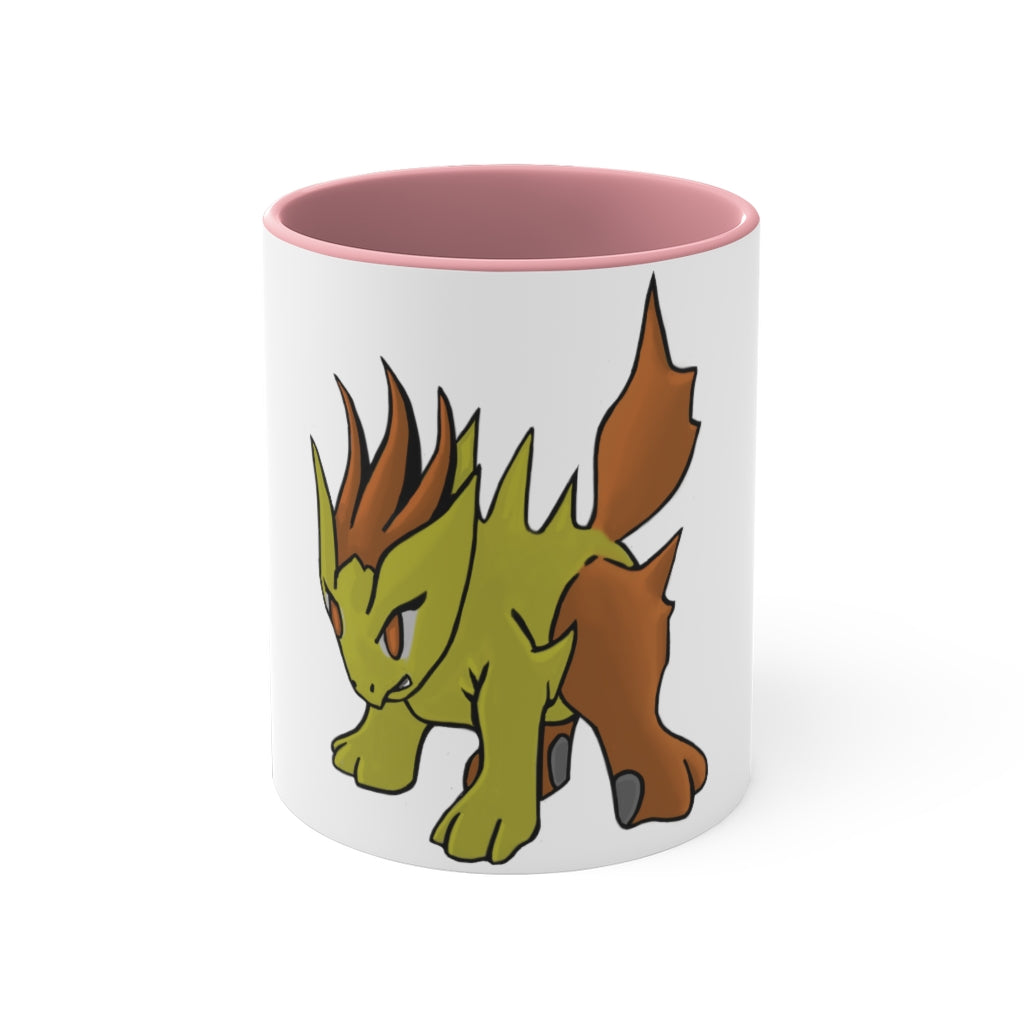 Hedgpoint 11oz Accent Mug featuring a white ceramic body with a colored interior and handle, showcasing vibrant color schemes.