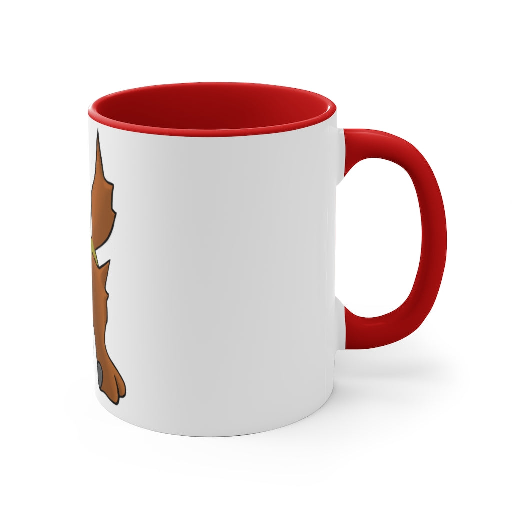 Hedgpoint 11oz Accent Mug featuring a white ceramic body with a colored interior and handle, showcasing vibrant color schemes.
