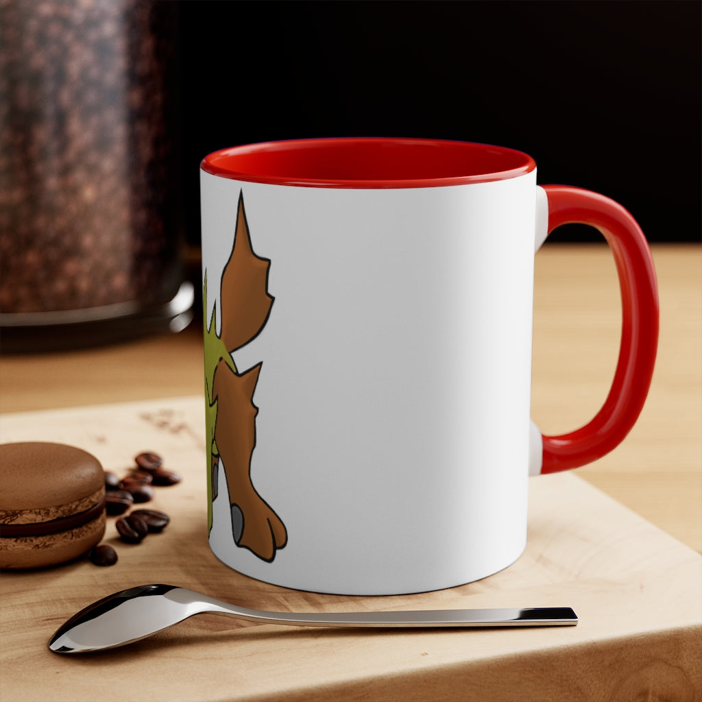 Hedgpoint 11oz Accent Mug featuring a white ceramic body with a colored interior and handle, showcasing vibrant color schemes.