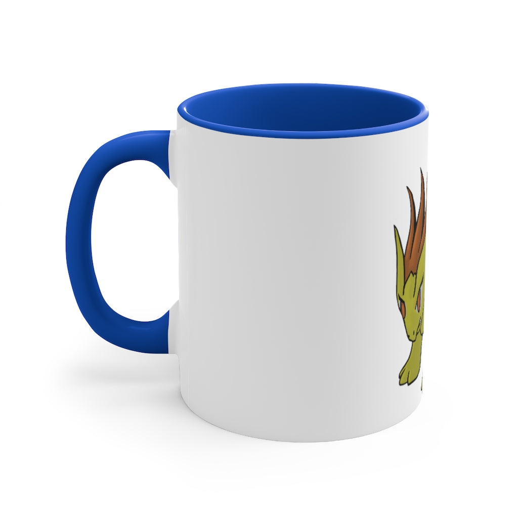 Hedgpoint 11oz Accent Mug featuring a white ceramic body with a colored interior and handle, showcasing vibrant color schemes.