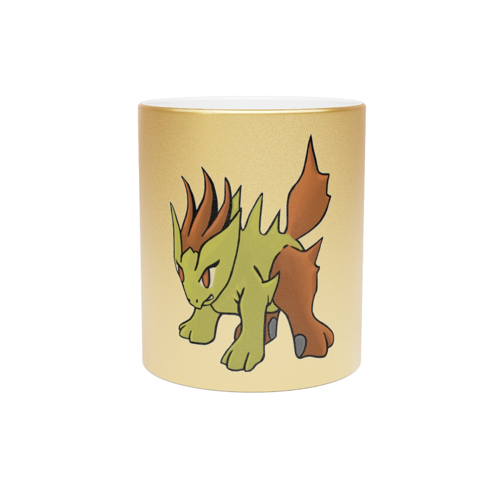 Hedgpoint Metallic Mug in Silver and Gold, showcasing personalized designs and a sleek ceramic finish.