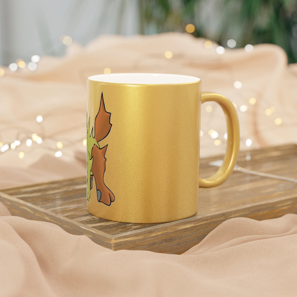 Hedgpoint Metallic Mug in Silver and Gold, showcasing personalized designs and a sleek ceramic finish.