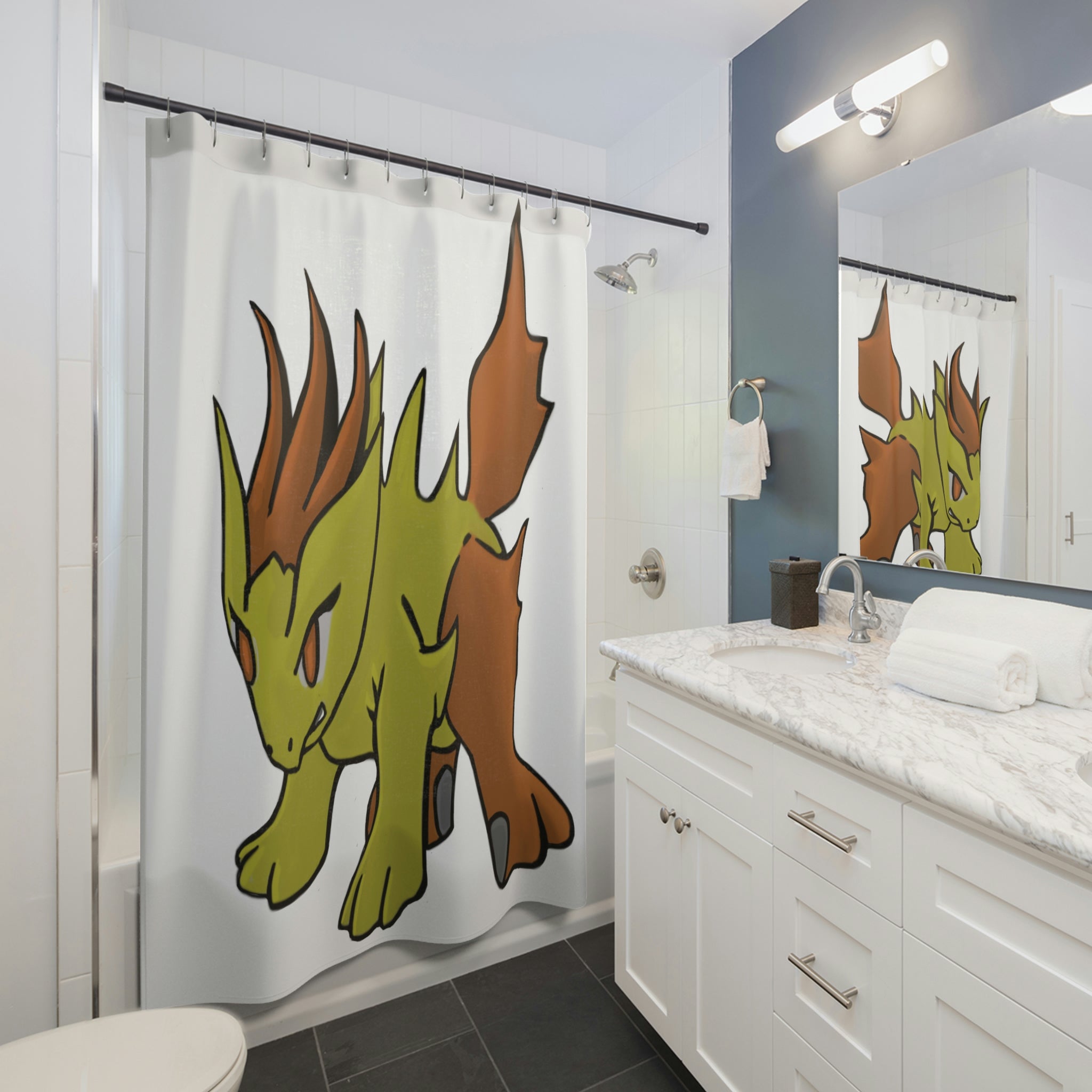 Hedgpoint Shower Curtain featuring vibrant custom designs on durable polyester fabric, enhancing bathroom decor.