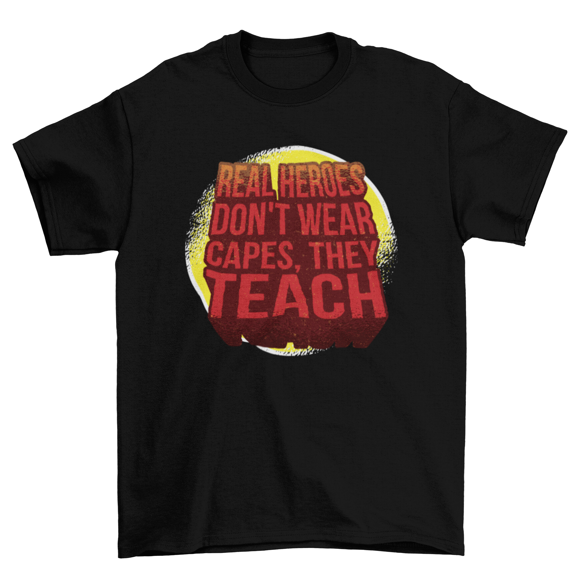 Hero Teachers T-Shirt featuring a bold design with the phrase 'Hero Teachers' on the front and back, perfect for educators and students.