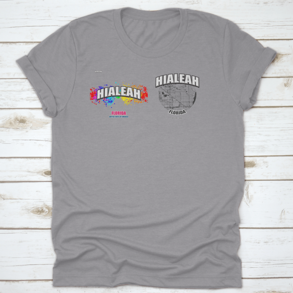 Hialeah, Florida logo design featuring two-in-one vector arts on a cotton fabric.