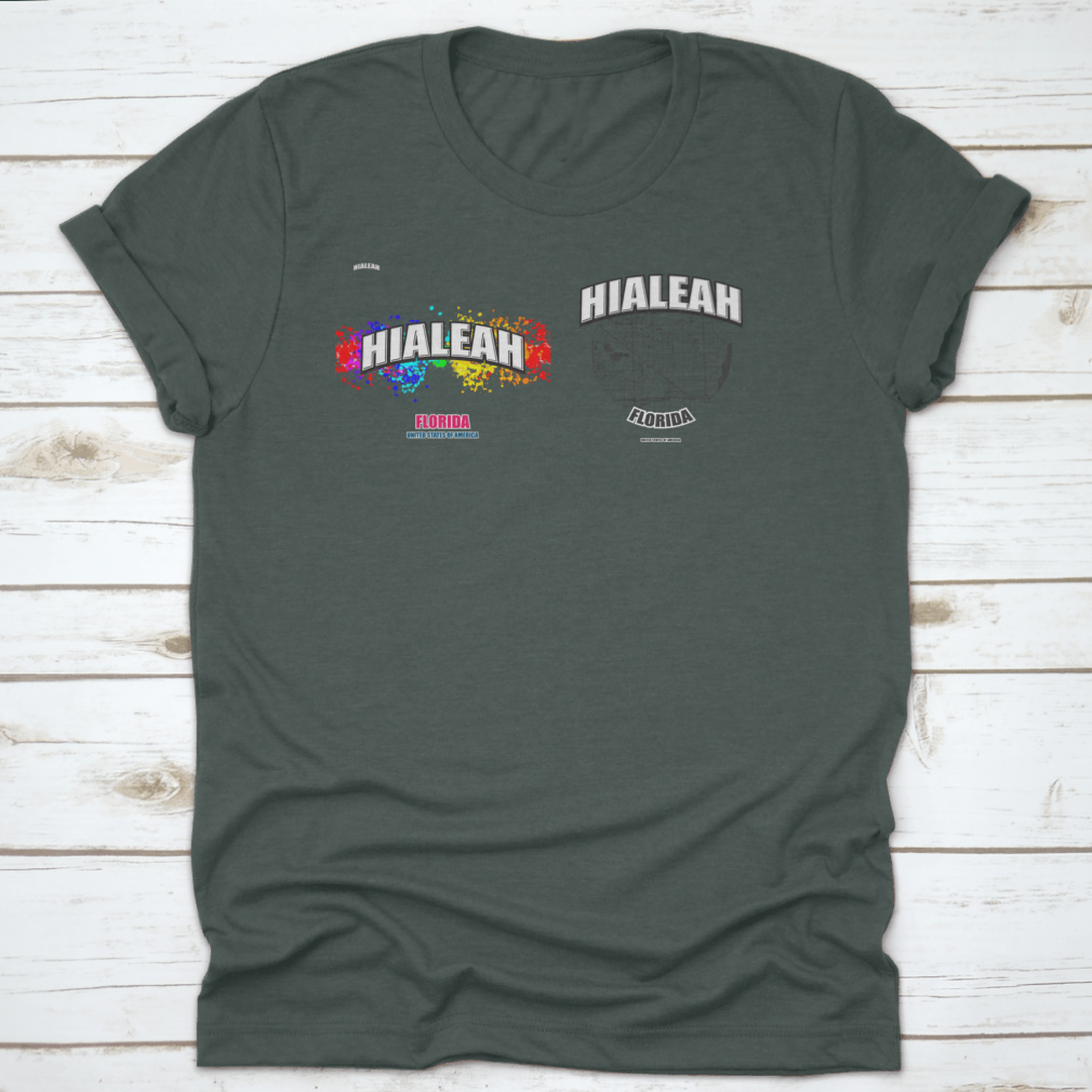 Hialeah, Florida logo design featuring two-in-one vector arts on a cotton fabric.