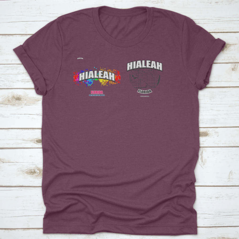 Hialeah, Florida logo design featuring two-in-one vector arts on a cotton fabric.