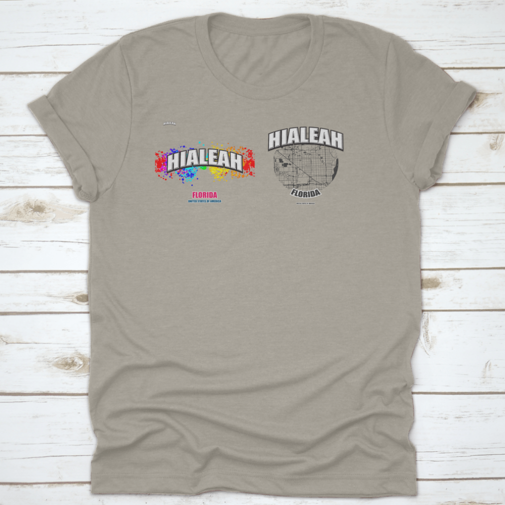 Hialeah, Florida logo design featuring two-in-one vector arts on a cotton fabric.