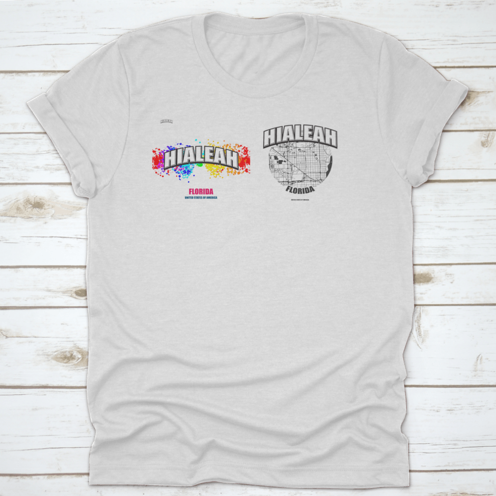 Hialeah, Florida logo design featuring two-in-one vector arts on a cotton fabric.