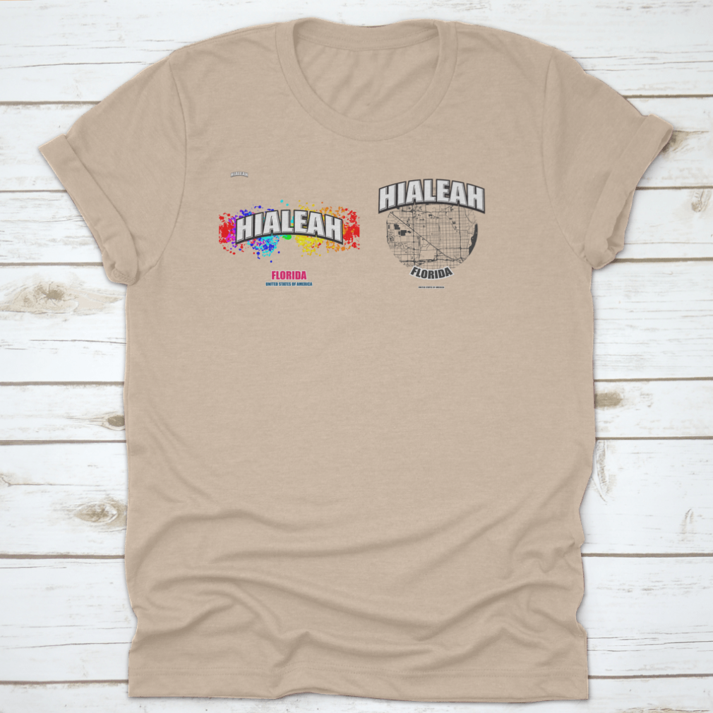 Hialeah, Florida logo design featuring two-in-one vector arts on a cotton fabric.