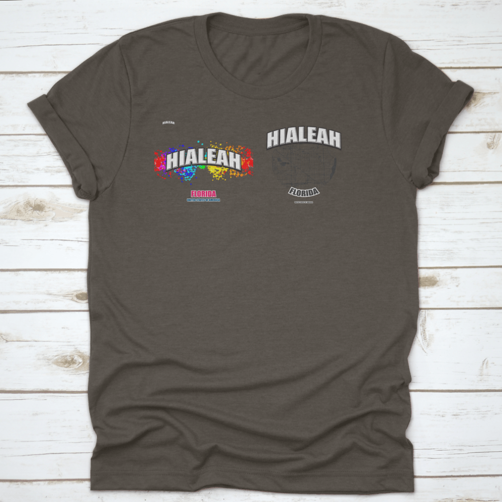 Hialeah, Florida logo design featuring two-in-one vector arts on a cotton fabric.