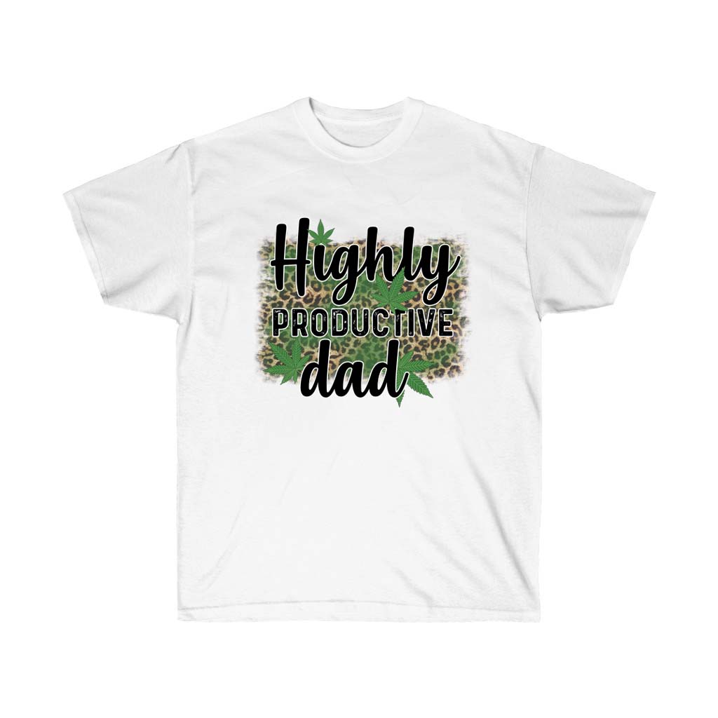 Highly Productive Dad T-Shirt made of soft cotton, featuring a unisex design and retail fit, ideal for casual wear.
