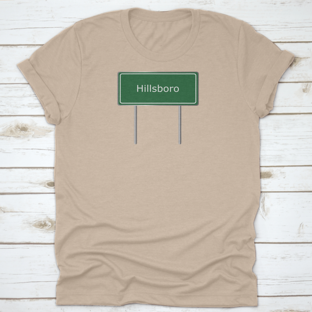 A detailed vector illustration of the Hillsboro, Alabama road sign in green, showcasing its classic design and typography.