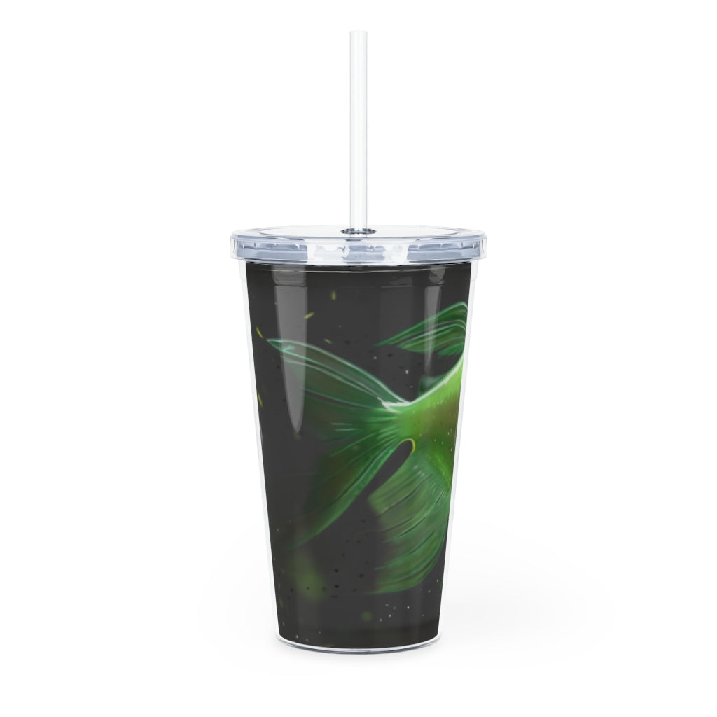 Hook Lung Jaw Plastic Tumbler with Straw, featuring a customizable design and double wall insulation for temperature control.