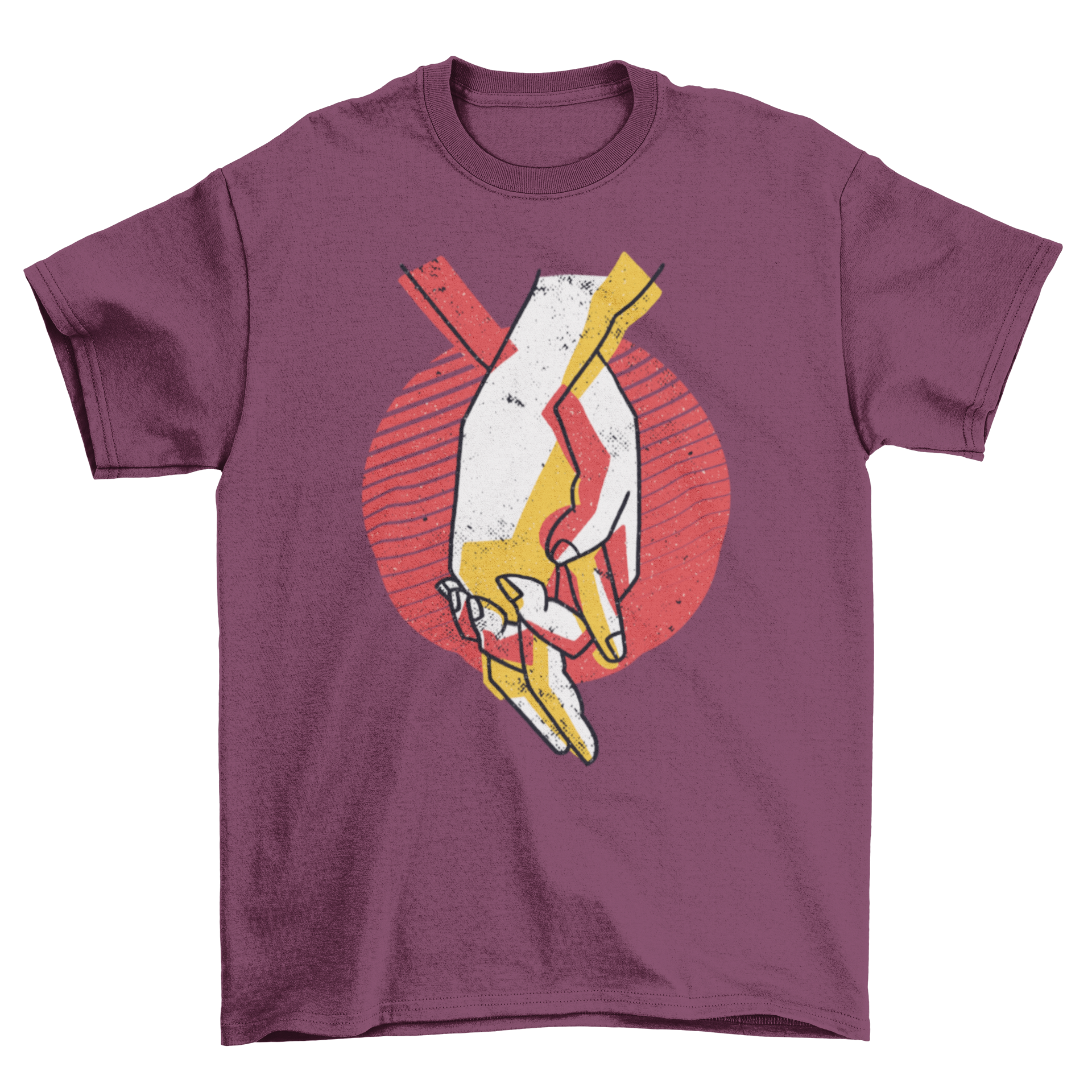 A stylish t-shirt featuring an illustration of two people holding hands, symbolizing love and connection.