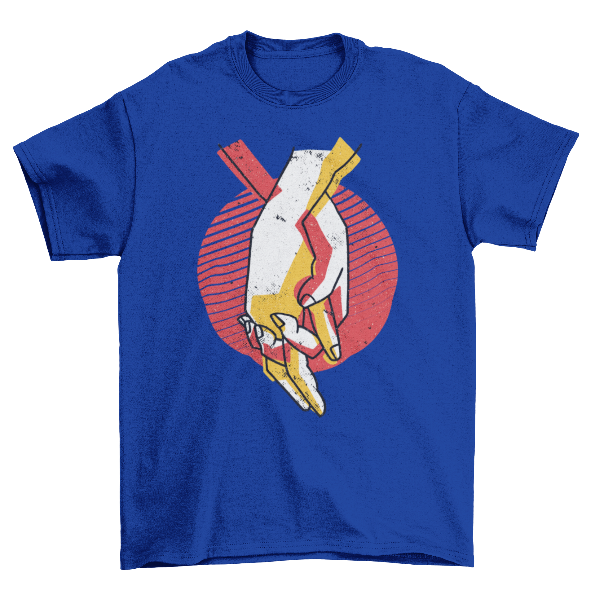 A stylish t-shirt featuring an illustration of two people holding hands, symbolizing love and connection.