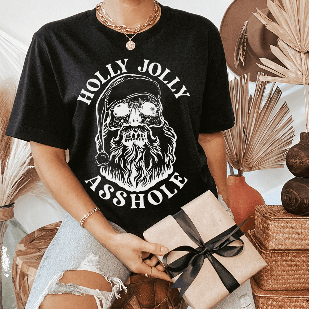 Holly Jolly T-Shirt made from soft ring-spun cotton, featuring double stitching for durability and a stylish design.