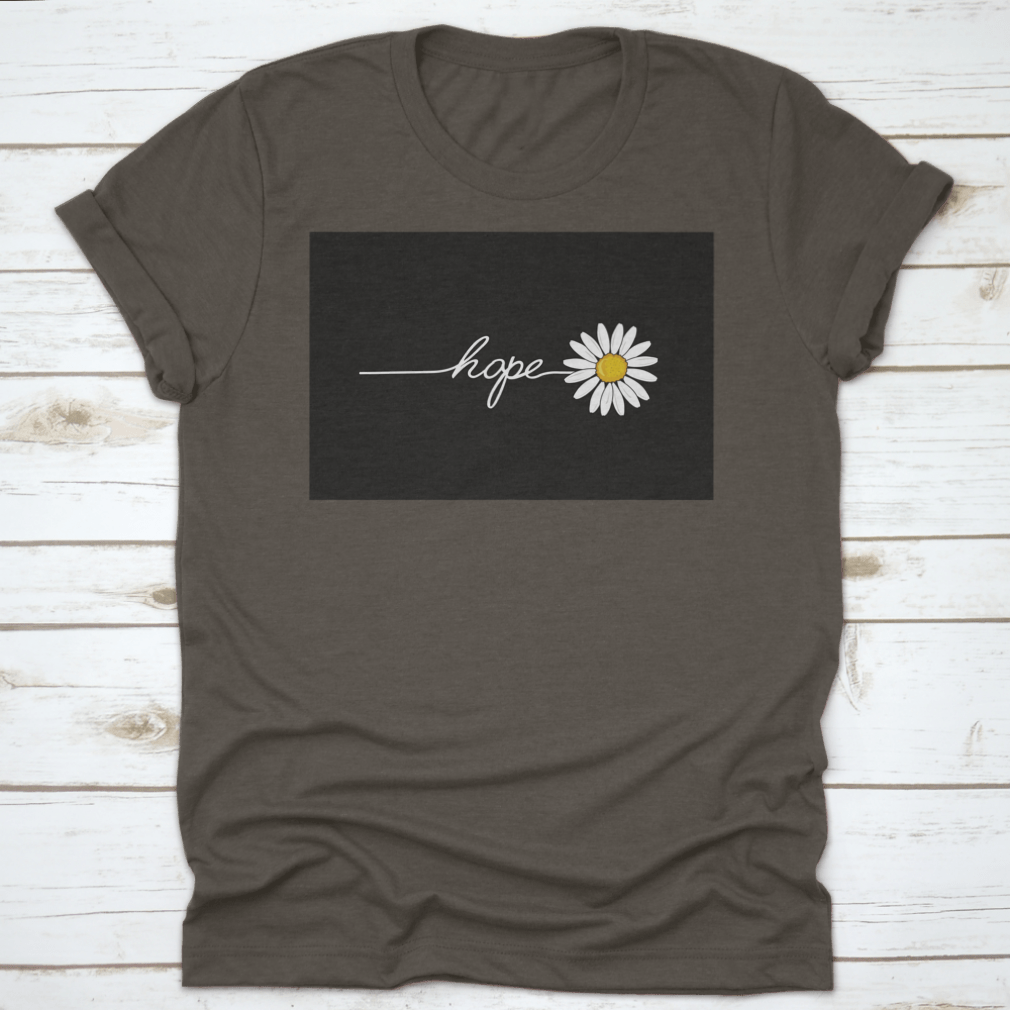 Hope Daisy Drawing T-Shirt showcasing a unique daisy design on a comfortable cotton fabric.