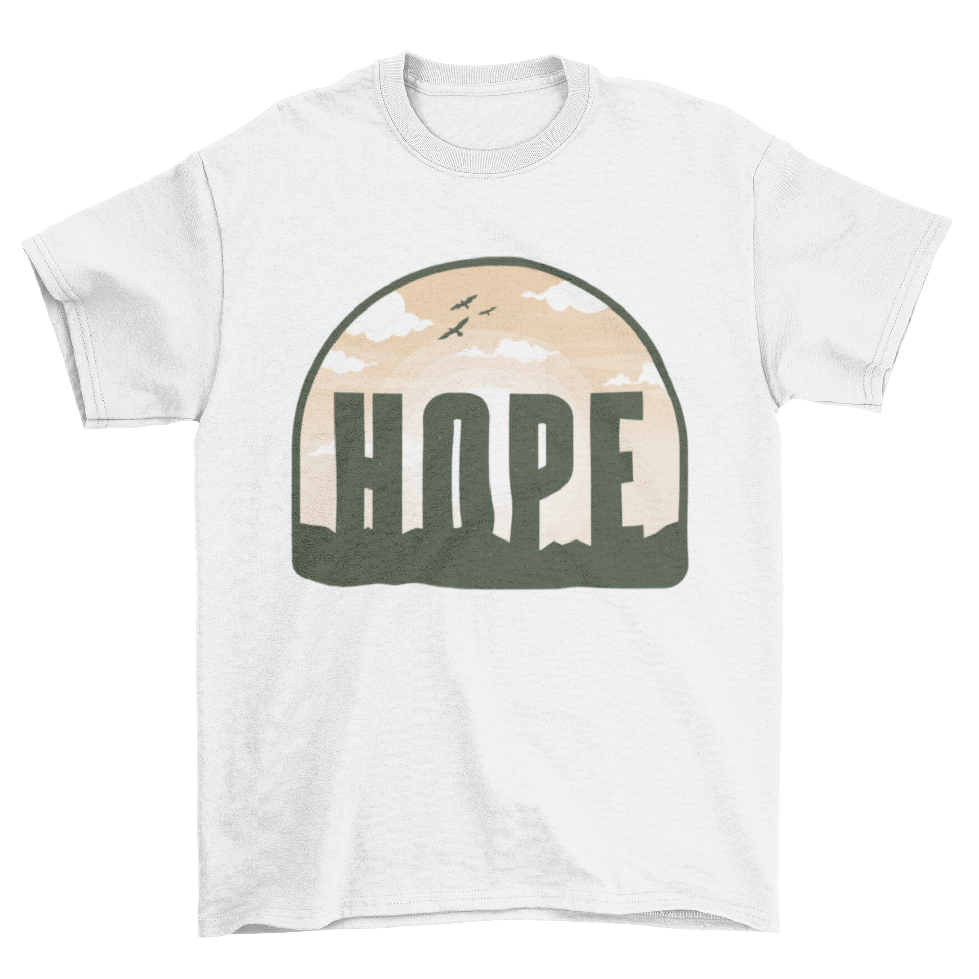 Hope Nature T-shirt featuring a beautiful landscape design with the word HOPE prominently displayed.