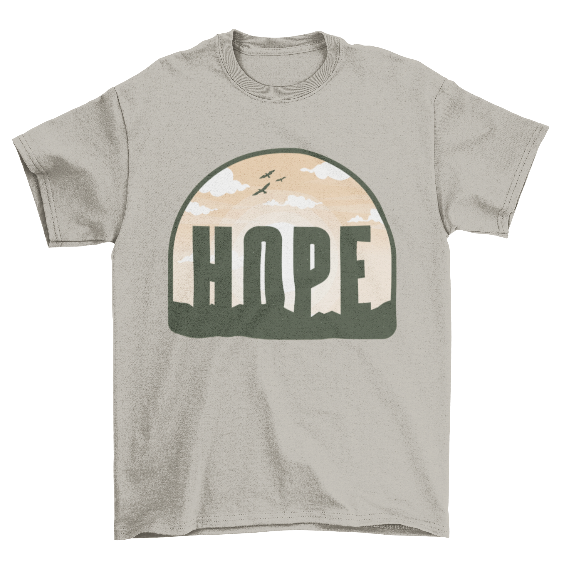 Hope Nature T-shirt featuring a beautiful landscape design with the word HOPE prominently displayed.