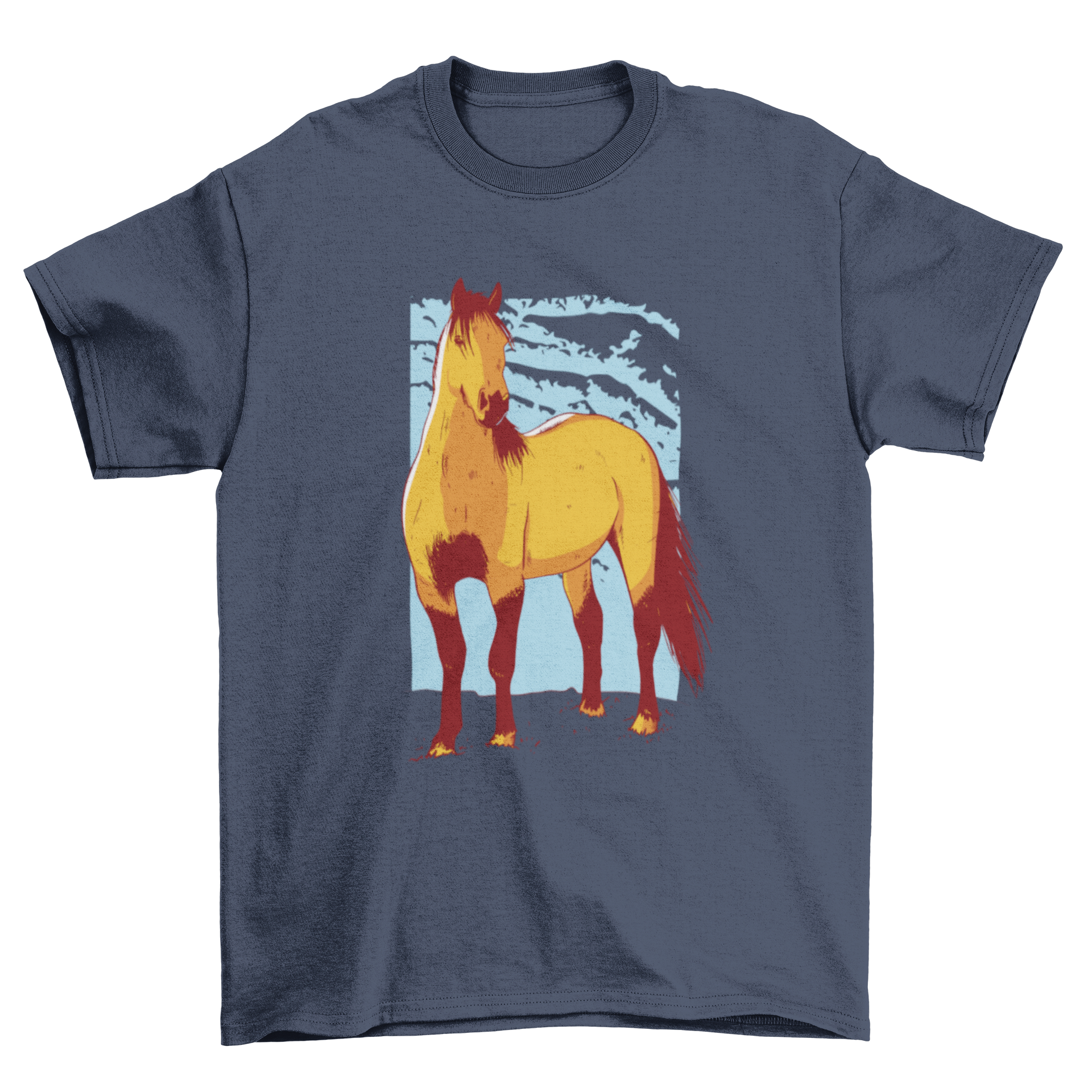 A stylish t-shirt featuring a detailed illustration of a beautiful horse, perfect for horse lovers.