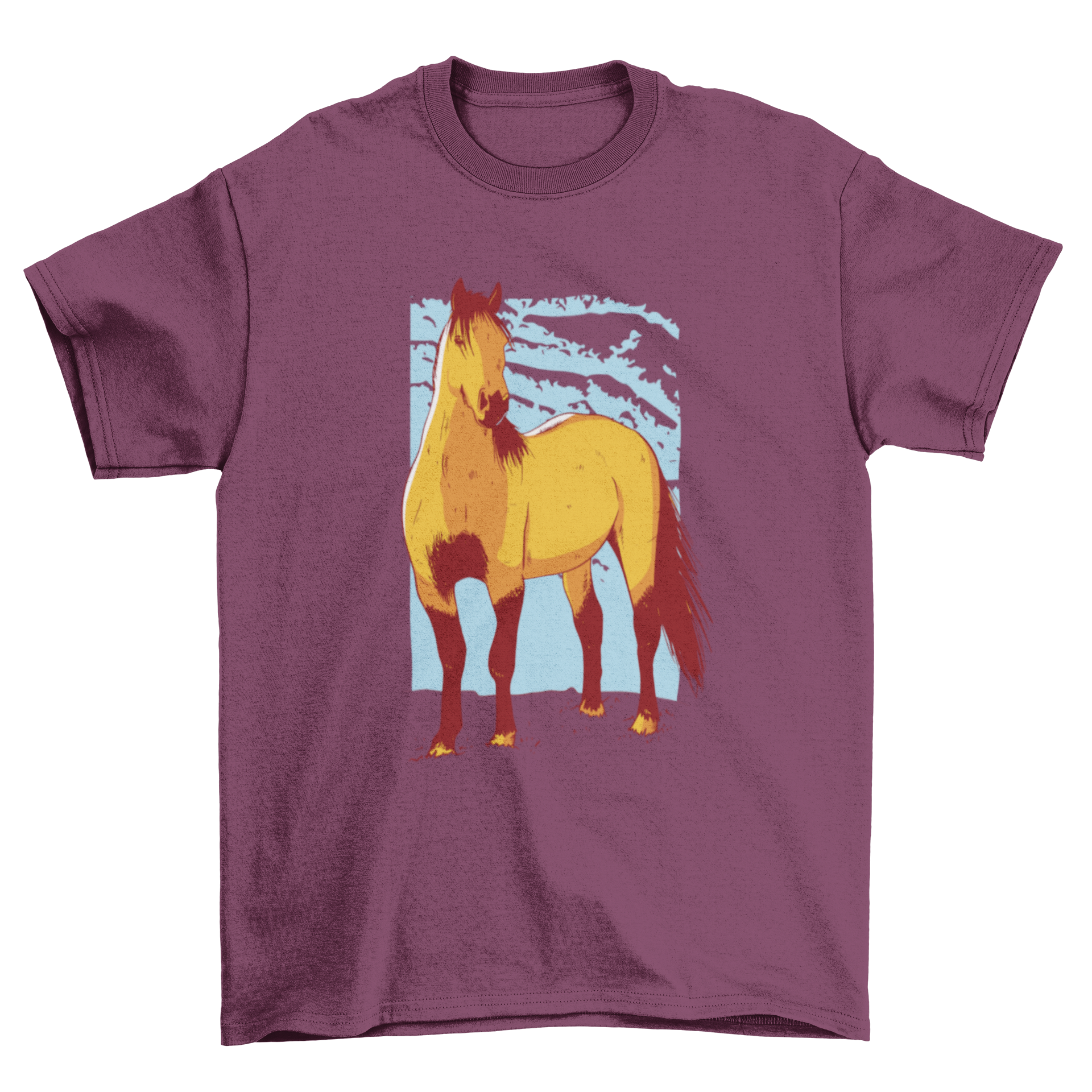 A stylish t-shirt featuring a detailed illustration of a beautiful horse, perfect for horse lovers.