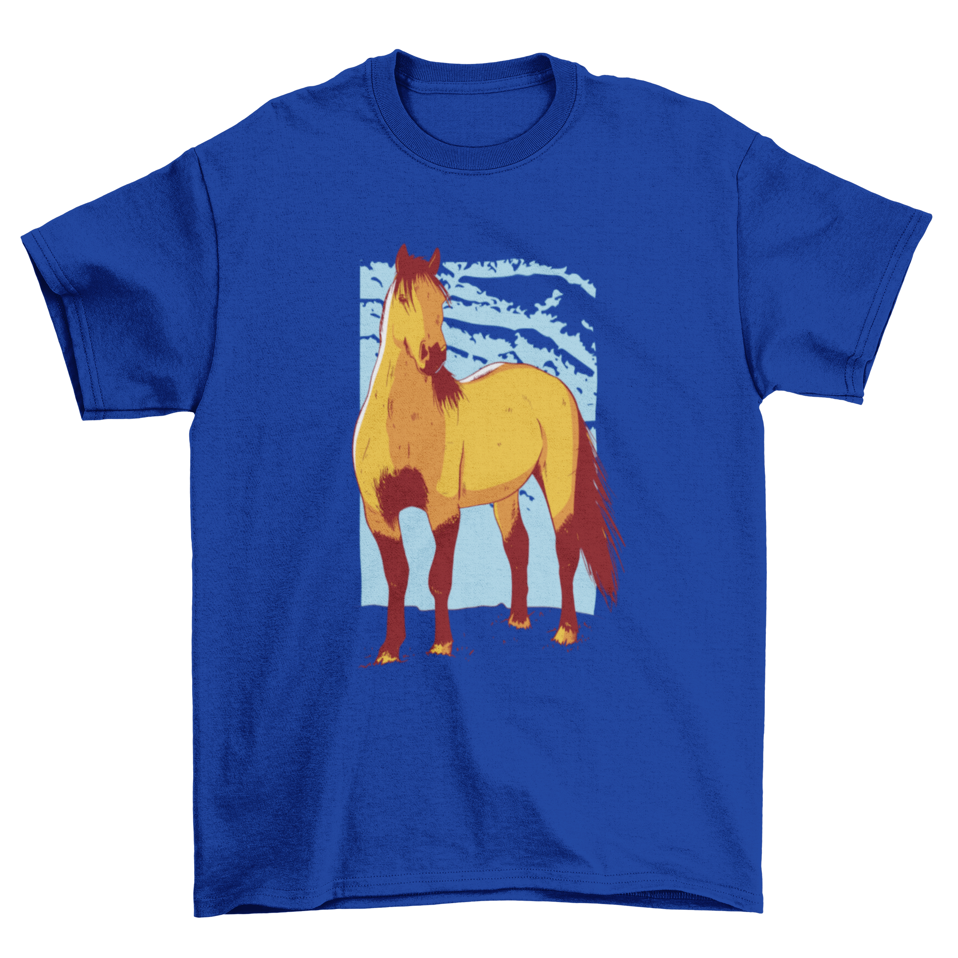 A stylish t-shirt featuring a detailed illustration of a beautiful horse, perfect for horse lovers.