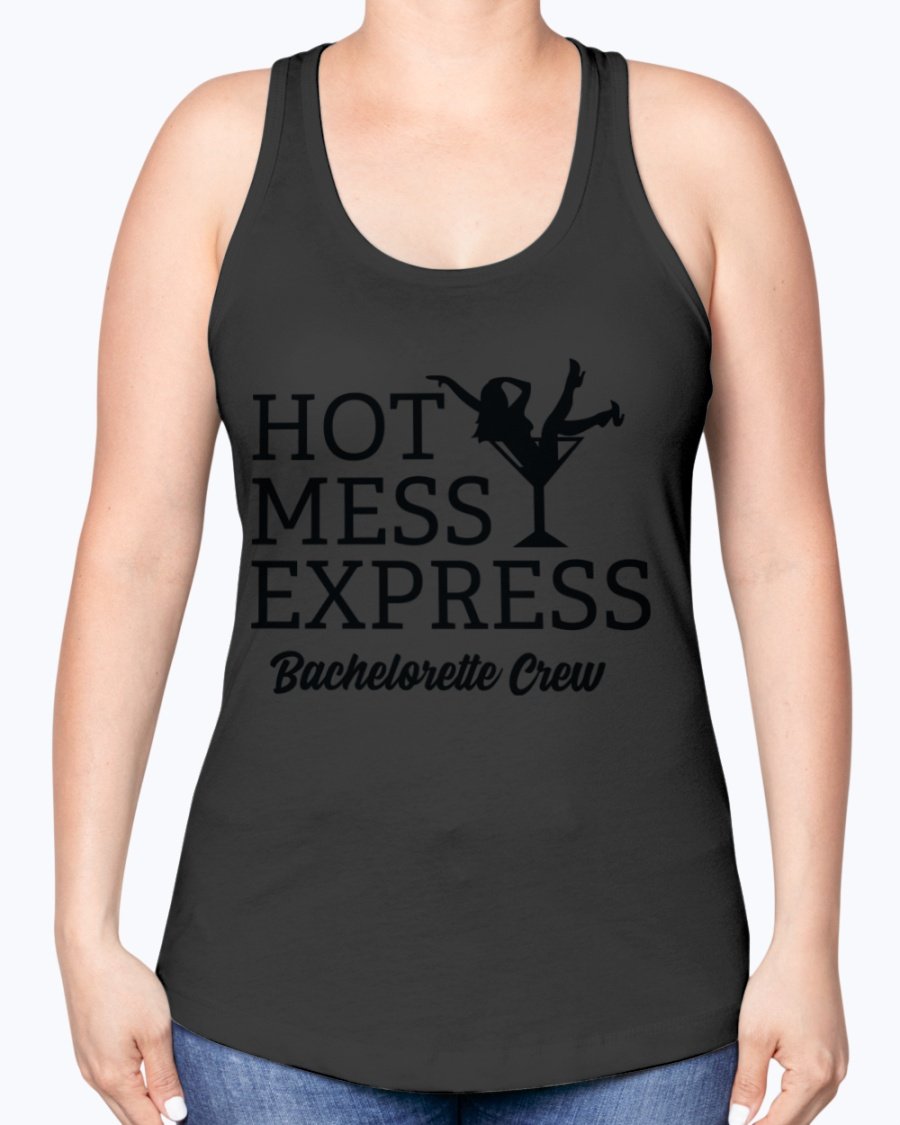 Hot Mess Express Bachelorette Crew Racerback tank top in a stylish design, perfect for bridal parties and celebrations.