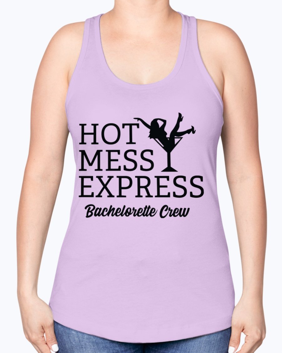 Hot Mess Express Bachelorette Crew Racerback tank top in a stylish design, perfect for bridal parties and celebrations.