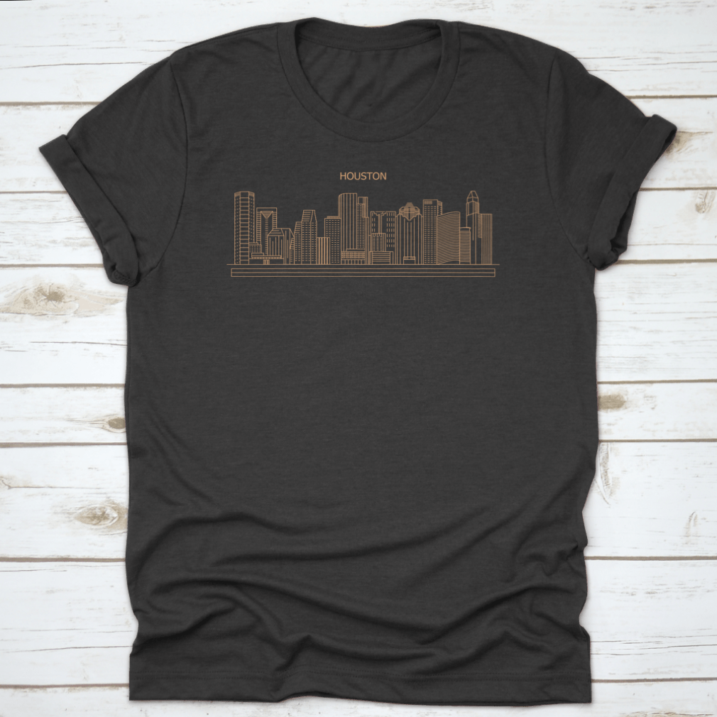Vector illustration of the Houston City Skyline in a linear style, showcasing iconic buildings and structures.