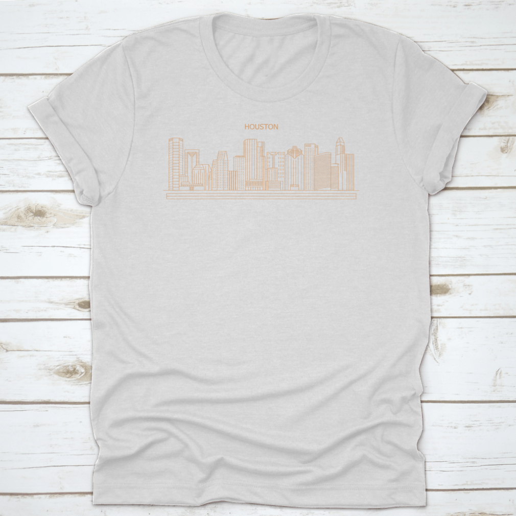 Vector illustration of the Houston City Skyline in a linear style, showcasing iconic buildings and structures.