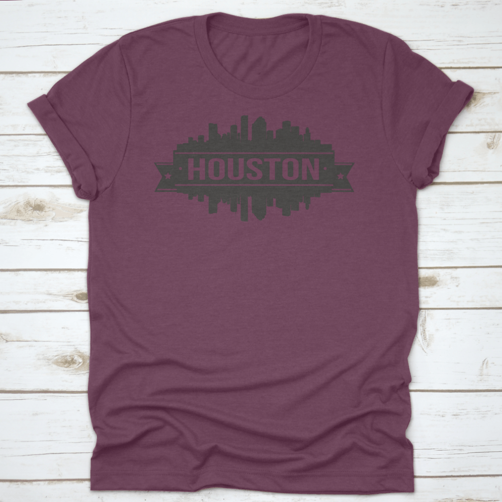 Houston Skyline Stamp Silhouette showcasing the cityscape in a stylish design, perfect for city enthusiasts.