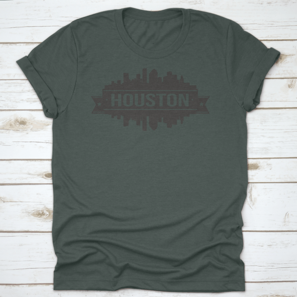 Houston Skyline Stamp Silhouette showcasing the cityscape in a stylish design, perfect for city enthusiasts.