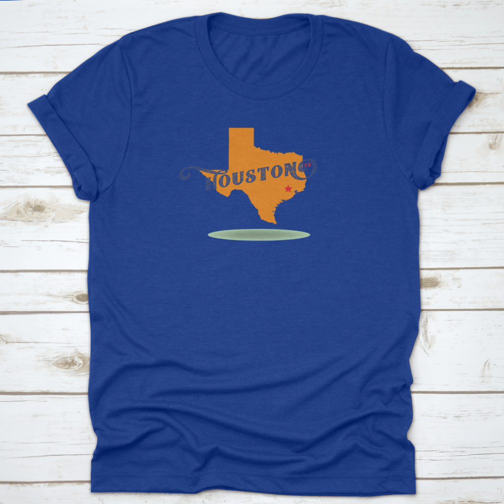 Houston Texas Map Logo Design featuring a skyline and travel stamp concept, showcasing vibrant colors and intricate details.