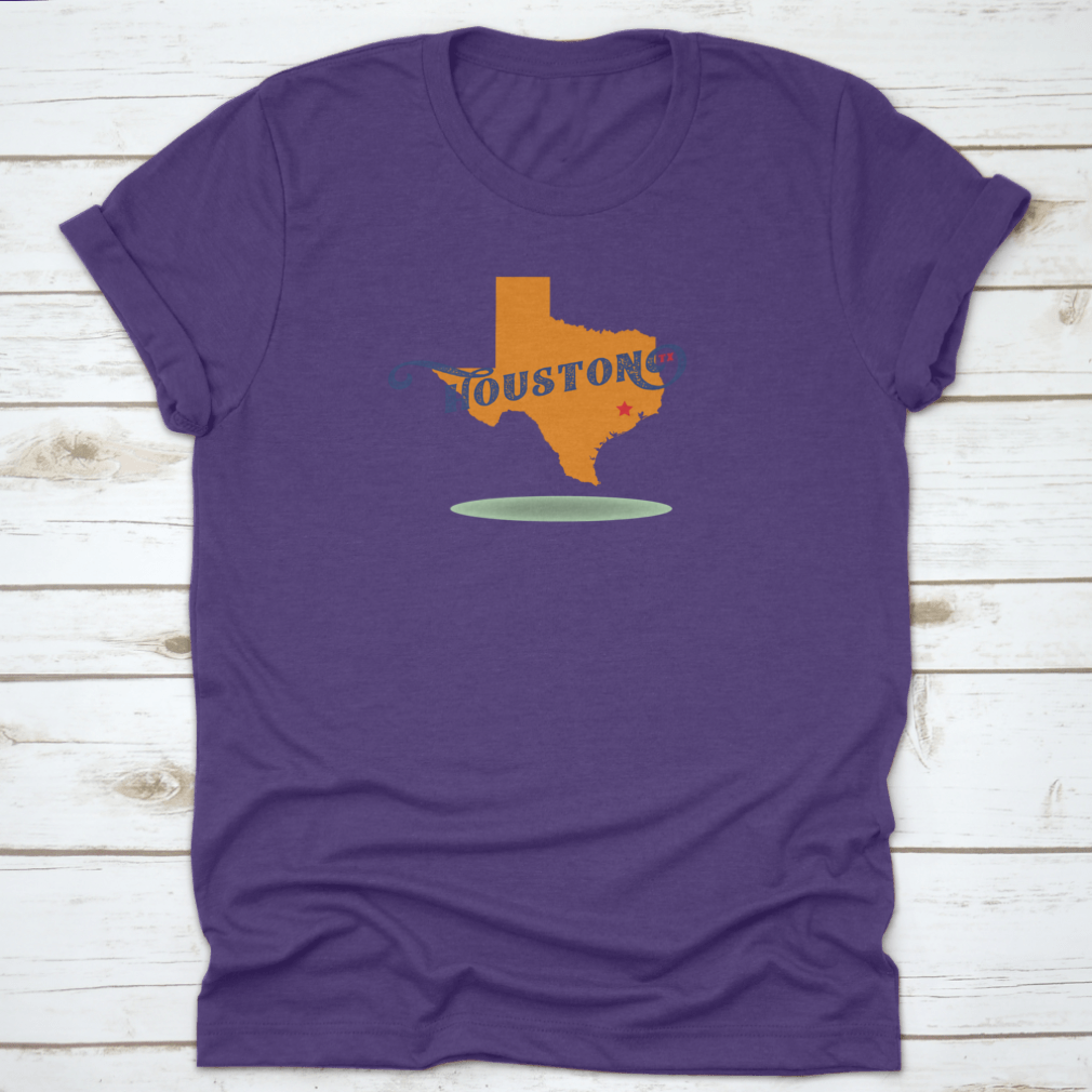 Houston Texas Map Logo Design featuring a skyline and travel stamp concept, showcasing vibrant colors and intricate details.