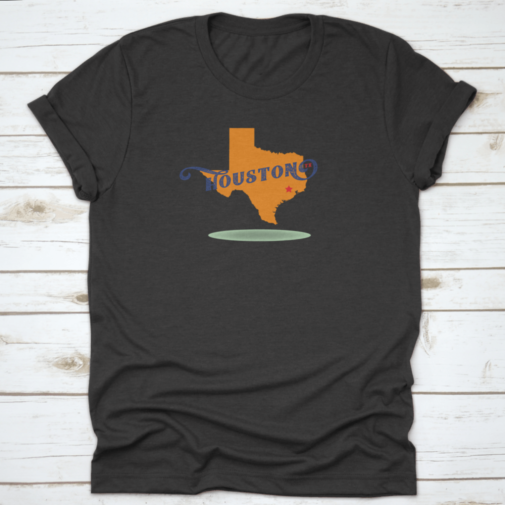 Houston Texas Map Logo Design featuring a skyline and travel stamp concept, showcasing vibrant colors and intricate details.
