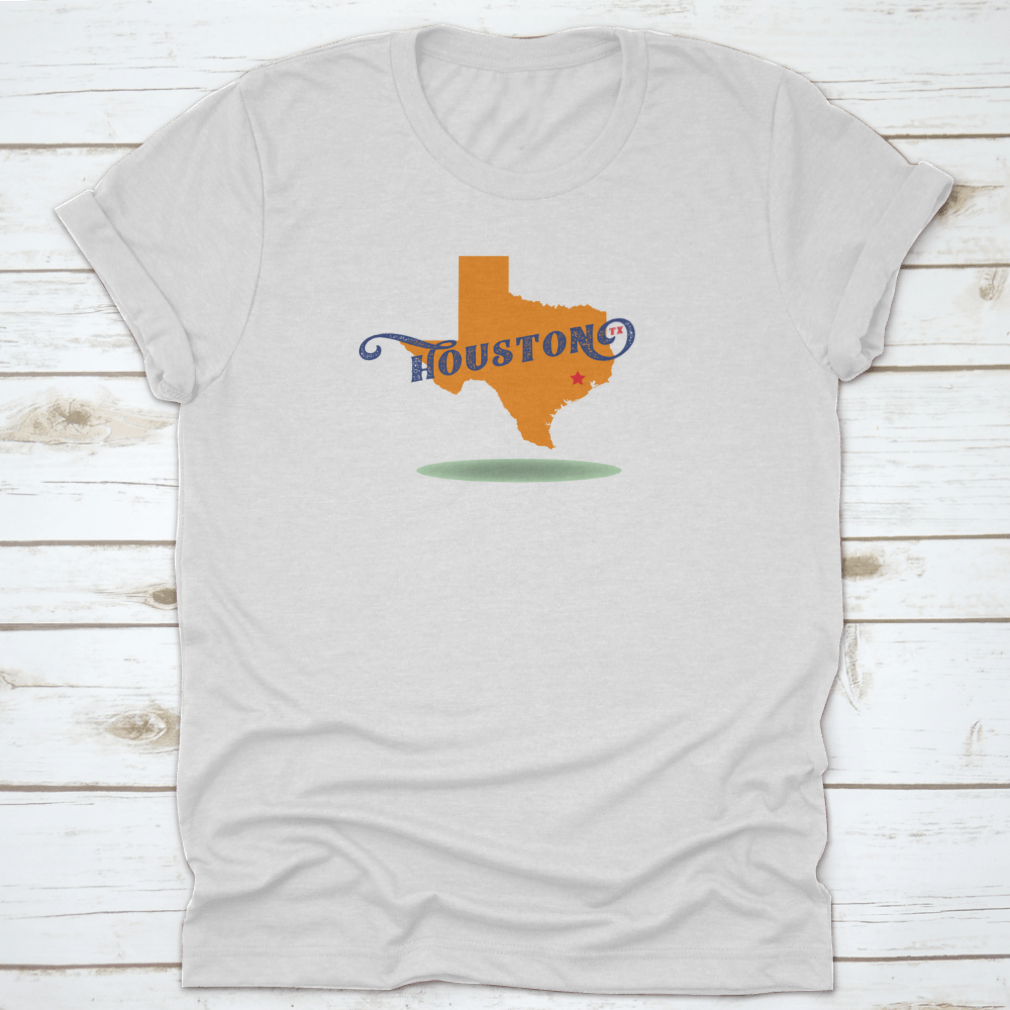 Houston Texas Map Logo Design featuring a skyline and travel stamp concept, showcasing vibrant colors and intricate details.