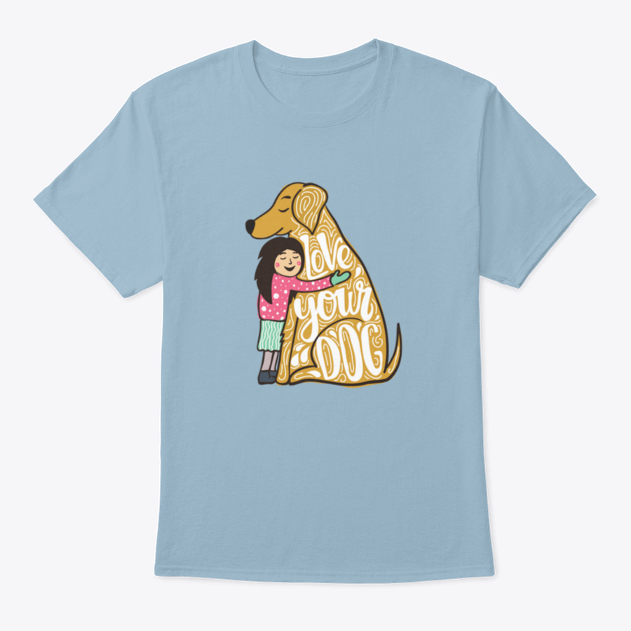 A young girl hugging a golden retriever, showcasing love and joy, perfect for dog lovers.