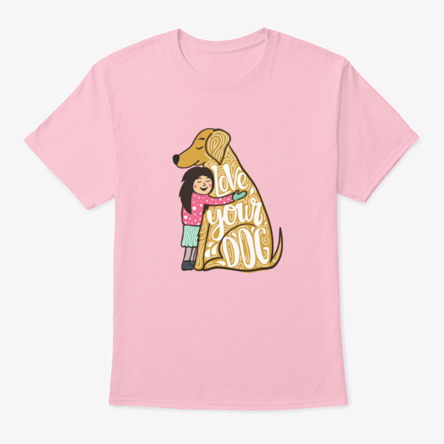 A young girl hugging a golden retriever, showcasing love and joy, perfect for dog lovers.
