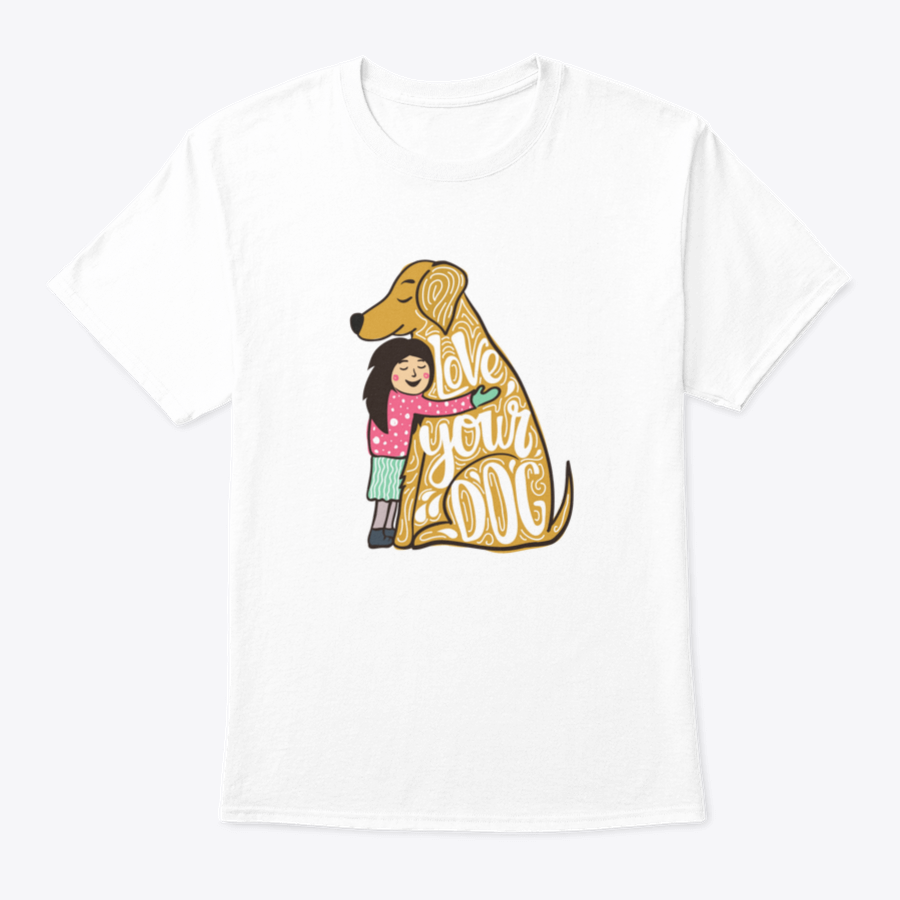 A young girl hugging a golden retriever, showcasing love and joy, perfect for dog lovers.