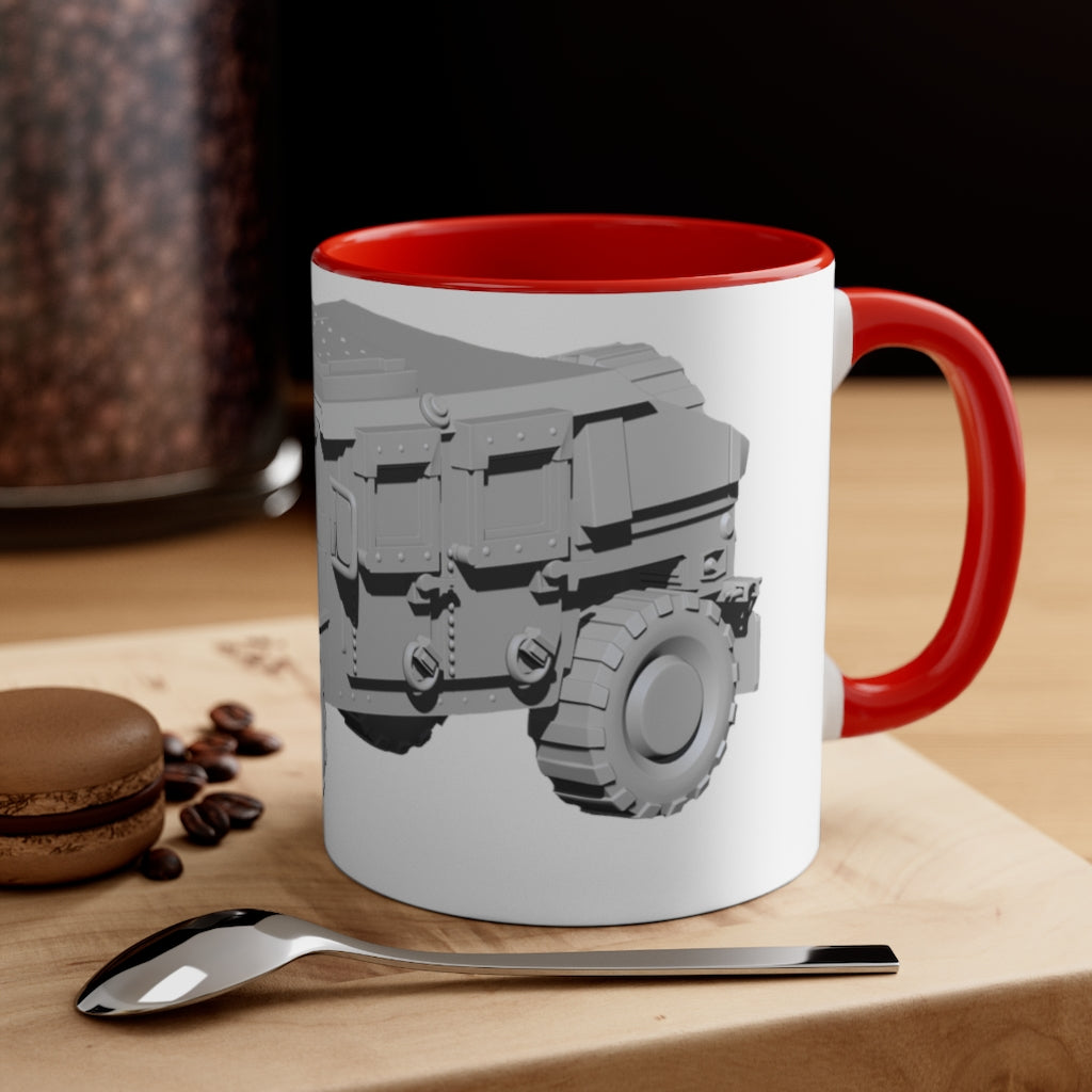 Hummer Vehicle Accent Coffee Mug with two-tone design and C-handle, showcasing vibrant colors.