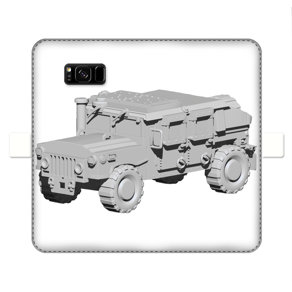 Hummer Vehicle Fully Printed Wallet Case showcasing vibrant design and magnetic closure, made from faux leather for iPhone and Samsung models.
